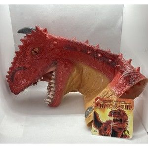 Vintage Disney Dinoland Animal Kingdom Red Carnotaurus Dinosaur Hand Puppet New